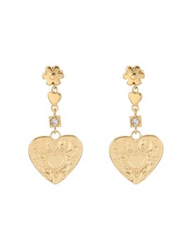 Oorbellen Hanging hearts - Rose & Camellia