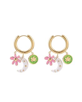 Oorbellen Moon flower - Rose & Camellia Oorbellen Moon flower - Rose & Camellia