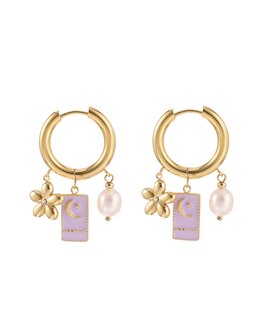 Oorbellen pearl lilac flower - Rose & Camellia Oorbellen pearl lilac flower - Rose & Camellia