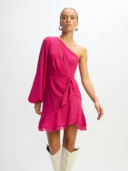 Jurk One shoulder Georgina roze - Refined Department