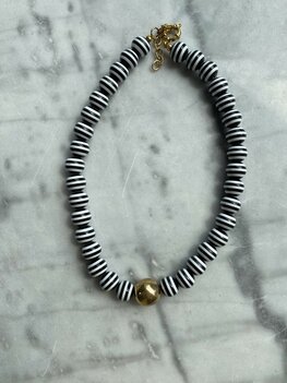 Ketting Chuncky beads zwart/wit  - Loffs