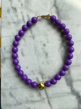 Ketting Chuncky beads paars - Loffs