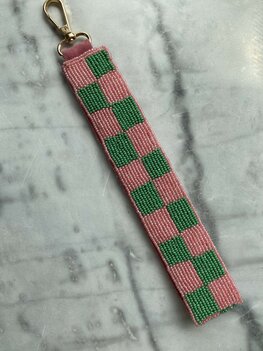 Sleutelhanger Ruitjes groen/roze - Loffs