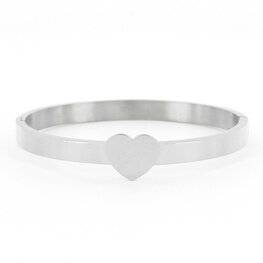 Bangle Hartje breed zilver - Kalli