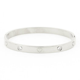 Bangle Hartje met Zirkonia breed zilver - Kalli