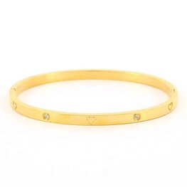 Bangle Hartje zirkonia smal goud - Kalli