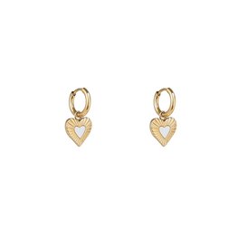 Oorbellen E5243-2 Pearly heart hoop goud - Day&Eve Oorbellen E5243-2 Pearly heart hoop goud - Day&Eve