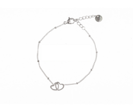 Armband TB1327-1 tiny bracelet double heart zilver - Day&Eve Armband TB1327-1 tiny bracelet double heart zilver - Day&Eve
