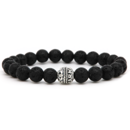 Armband the rock silver bead 8MM/20cm - Karma Him Armband the rock silver bead 8MM/20cm - Karma Him