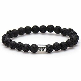 Armband the rock silver pentagon bead 8MM/20cm - Karma Him Armband the rock silver pentagon bead 8MM/20cm - Karma Him