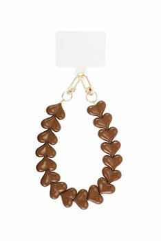 Telefoonkoord kort bruine hartjes