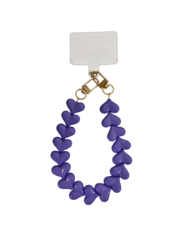 Telefoonkoord kort kleine paarse hartjes