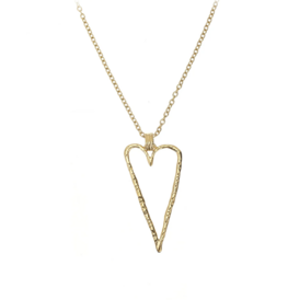Ketting groot open hart lang goud - Rose & Camellia Ketting groot open hart lang goud - Rose & Camellia