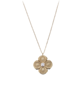 Ketting bloem met parel goud - Rose & Camellia Ketting bloem met parel goud - Rose & Camellia