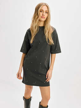 T-shirt jurk met studs Bella donkergrijs - Refined Department