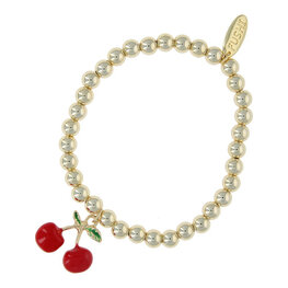 Armband 6mm kersen hanger 14 krt plated brass FJ8352 goud - Fushi