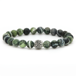 Armband Alligator Matt Silver Bead 8MM/20CM - Karma Him Armband Alligator Matt Silver Bead 8MM/20CM - Karma Him