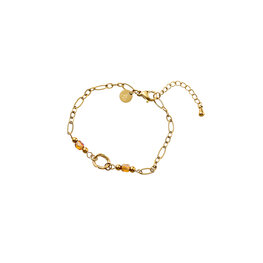 Armband B56325-2 Round and beads brown goud - Day&Eve Armband B56325-2 Round and beads brown goud - Day&Eve