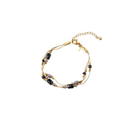 Armband B56332-1 3 lines black goud - Day&Eve Armband B56332-1 3 lines black goud - Day&Eve