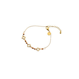 Armband B56329-2 3 clover brown goud - Day&Eve Armband B56329-2 3 clover brown goud - Day&Eve