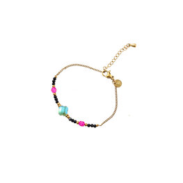 Armband B56326-3 clover stone mix goud - Day&Eve Armband B56326-3 clover stone mix goud - Day&Eve