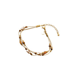 Armband B56332-2 3 lines brown goud - Day&Eve Armband B56332-2 3 lines brown goud - Day&Eve