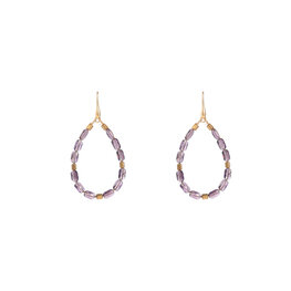 Oorbellen E55220-4 Big bead drop paars goud - Day&Eve Oorbellen E55220-4 Big bead drop paars goud - Day&Eve