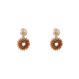Oorbellen E55219-5 Big bead round dangle coffee goud - Day&Eve Oorbellen E55219-5 Big bead round dangle coffee goud - Day&Eve