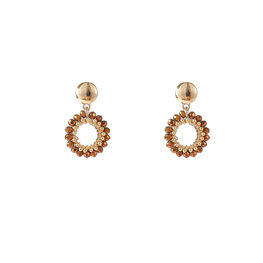Oorbellen E55215-2  Round dangle bruin goud - Day&Eve Oorbellen E55215-2  Round dangle bruin goud - Day&Eve