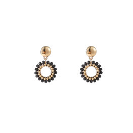Oorbellen E55215-1  Round dangle zwart goud - Day&Eve Oorbellen E55215-1  Round dangle zwart goud - Day&Eve