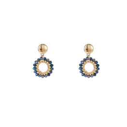 Oorbellen E55215-5 Round dangle blauw goud - Day&Eve Oorbellen E55215-5 Round dangle blauw goud - Day&Eve