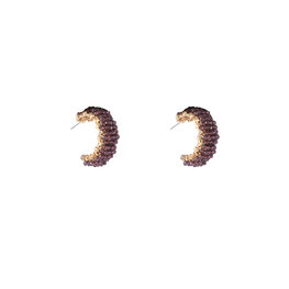 Oorbellen E55226-6 Beaded hoop paars goud - Day&Eve Oorbellen E55226-6 Beaded hoop paars goud - Day&Eve