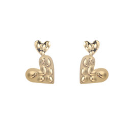 Oorbellen E55076-2 dubble heart dangle goud - Day&Eve Oorbellen E55076-2 dubble heart dangle goud - Day&Eve