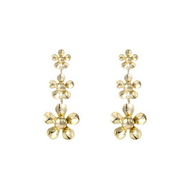 Oorbellen E55090-2 3 flower dangle goud - Day&Eve Oorbellen E55090-2 3 flower dangle goud - Day&Eve