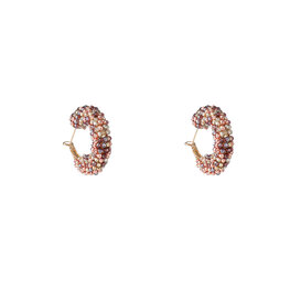 Oorbellen E55234-2 Small beads hoop bruin goud - Day&Eve Oorbellen E55234-2 Small beads hoop bruin goud - Day&Eve