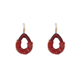 Oorbellen E4569-2 Threaded beads drop burgundy - Day&Eve Oorbellen E4569-2 Threaded beads drop burgundy - Day&Eve