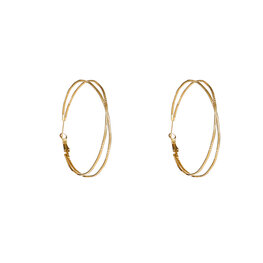 Oorbellen E56340-2 Dunne dubbele hoops goud - Day&Eve Oorbellen E56340-2 Dunne dubbele hoops goud - Day&Eve