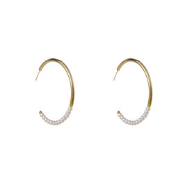 Oorbellen E56200-2 Ronde parel hoop goud - Day&Eve Oorbellen E56200-2 Ronde parel hoop goud - Day&Eve