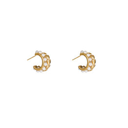 Oorbellen E56198-2 Dubbele parel hoop goud - Day&Eve Oorbellen E56198-2 Dubbele parel hoop goud - Day&Eve