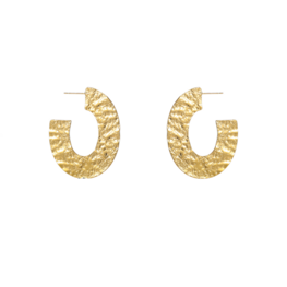 Oorbellen E56440-2 Grote wavy platte ovaal goud - Day&Eve Oorbellen E56440-2 Grote wavy platte ovaal goud - Day&Eve