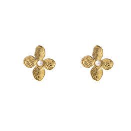 Oorbellen E56201-2 Bloem met parel goud - Day&Eve Oorbellen E56201-2 Bloem met parel goud - Day&Eve