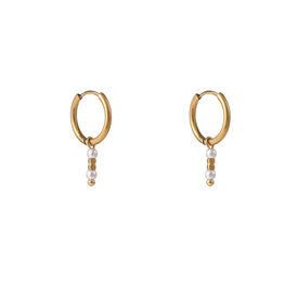 Oorbellen E56099-2 Parel dangle hoop goud - Day&Eve Oorbellen E56099-2 Parel dangle hoop goud - Day&Eve