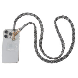 Telefoonkoord lang T562-1 Gevlochten glitters zwart - Day&Eve