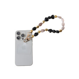 Telefoonkoord kort T557-1 Hartjes chain zwart - Day&Eve