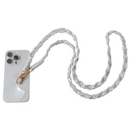 Telefoonkoord lang T562-2 Gevlochten glitters zilver - Day&Eve