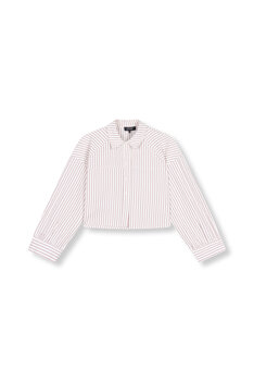 Oversized korte blouse streepjes Sadie bordeaux rood - Refined Department Oversized korte blouse streepjes Sadie bordeaux rood - Refined Department