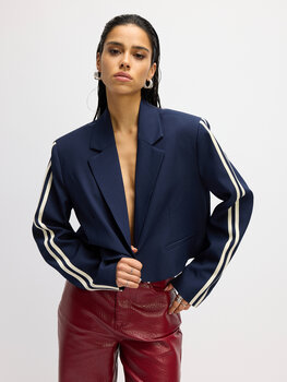 Korte blazer met streep op mouw Niv donkerblauw - Refined Department
