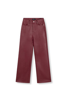 Vegan leer broek Esmee Bordeaux rood - Refined Department Vegan leer broek Esmee Bordeaux rood - Refined Department