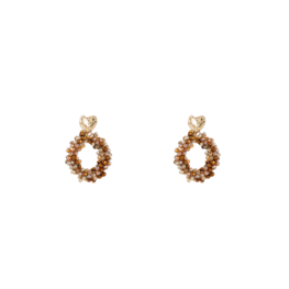 Oorbellen E55216-7 Heart drop bruin goud - Day&Eve Oorbellen E55216-7 Heart drop bruin goud - Day&Eve