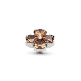 Steentje twisted Heart Clover Coffee 10mm zilver TMG1 - Melano Steentje twisted Heart Clover Coffee 10mm zilver TMG1 - Melano